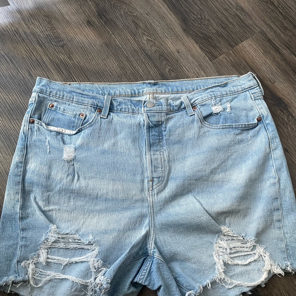 Levi's High Waist Light Blue Denim Shorts
